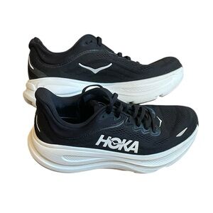 HOKA Bondi 9 Black and White Running Shoes Women’s Size 8.5